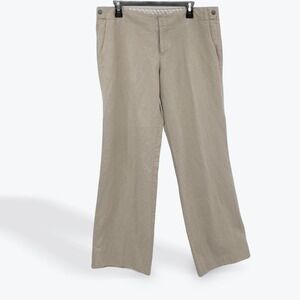 Gap Women's Tan Linen Blend Hip Slung Fit Flared‎ Leg Pants Size 14 Long